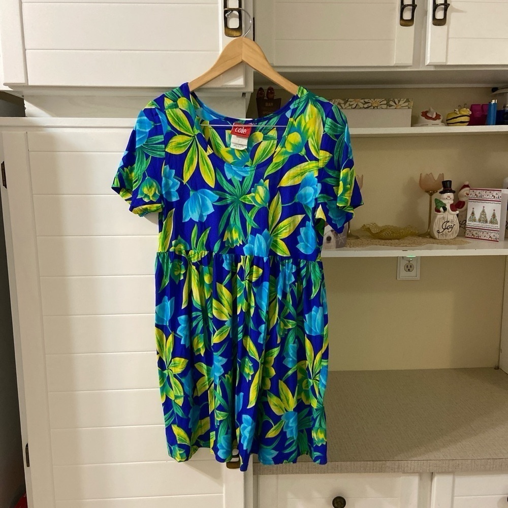 Vintage Floral Beach Cover Up Mini Dress